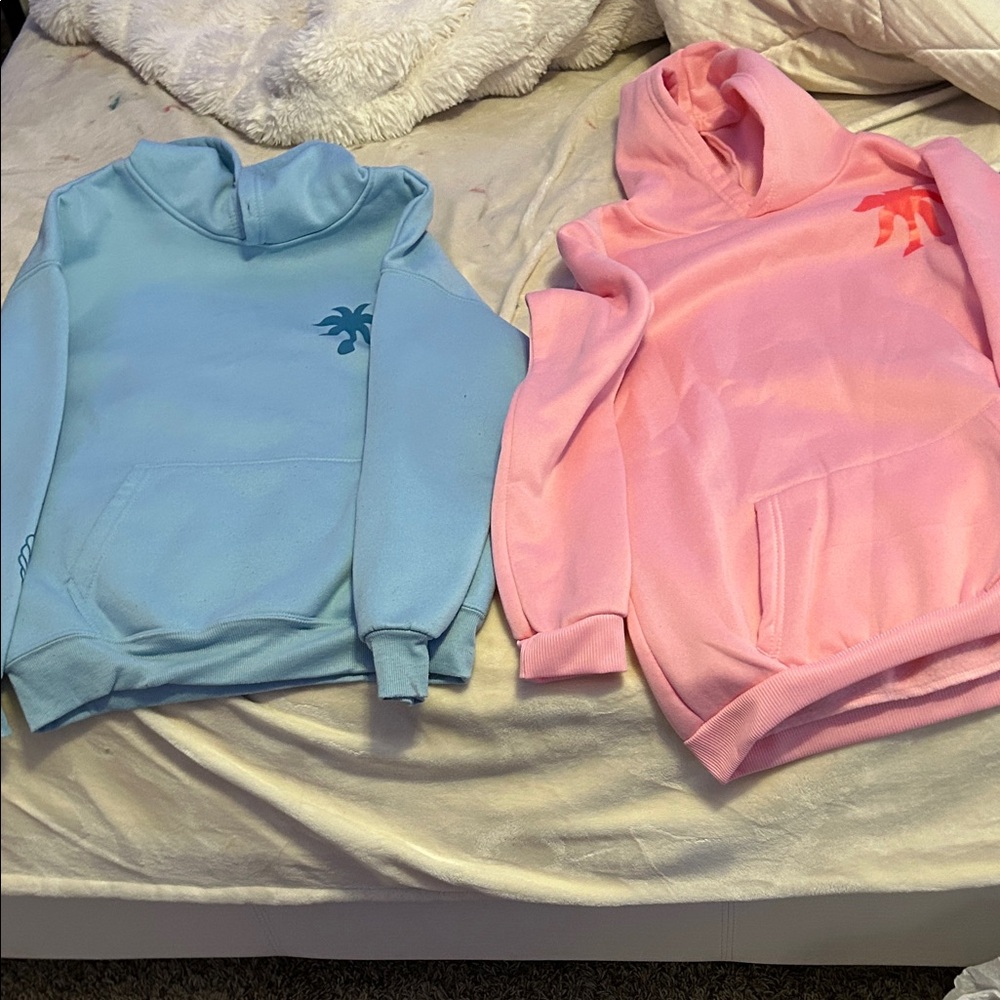 Kids Palm Tree Hoodies - Blue and Pink dupes